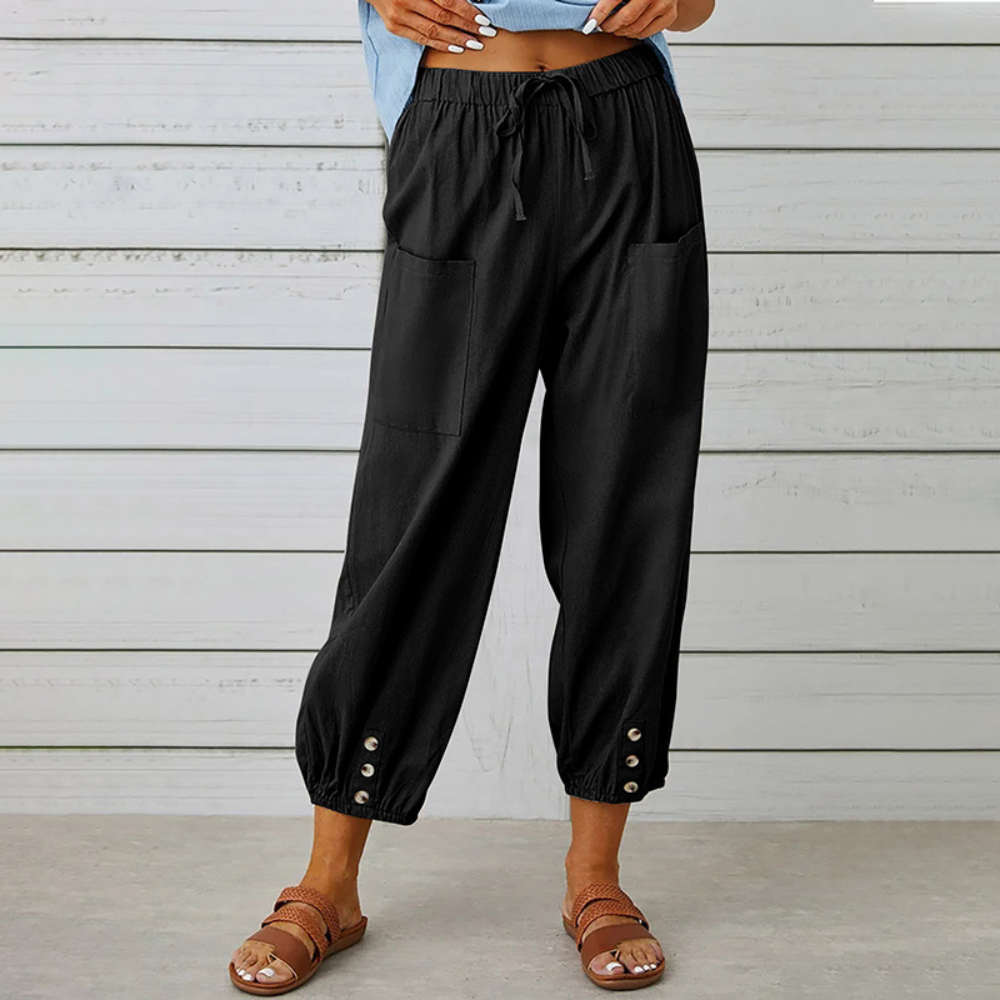 Casual women's trousers with wide legs for summer