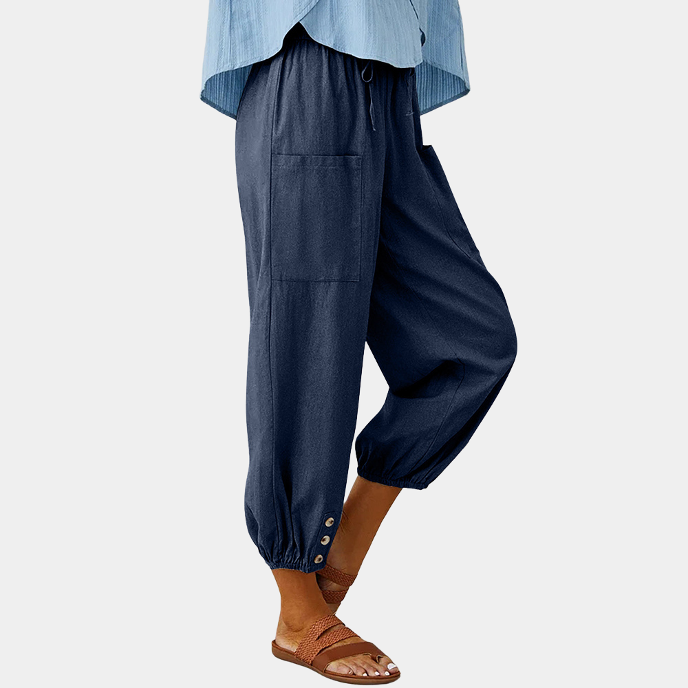Casual women's trousers with wide legs for summer