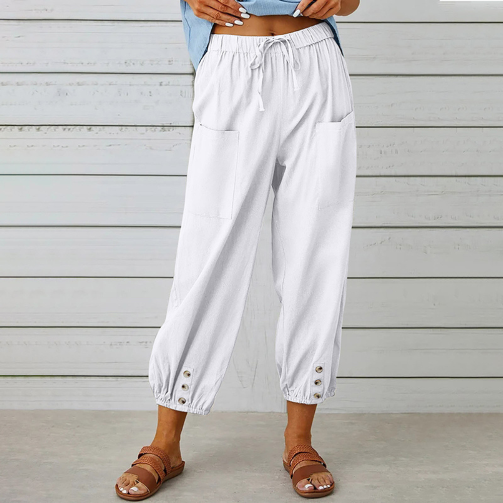 Casual women's trousers with wide legs for summer