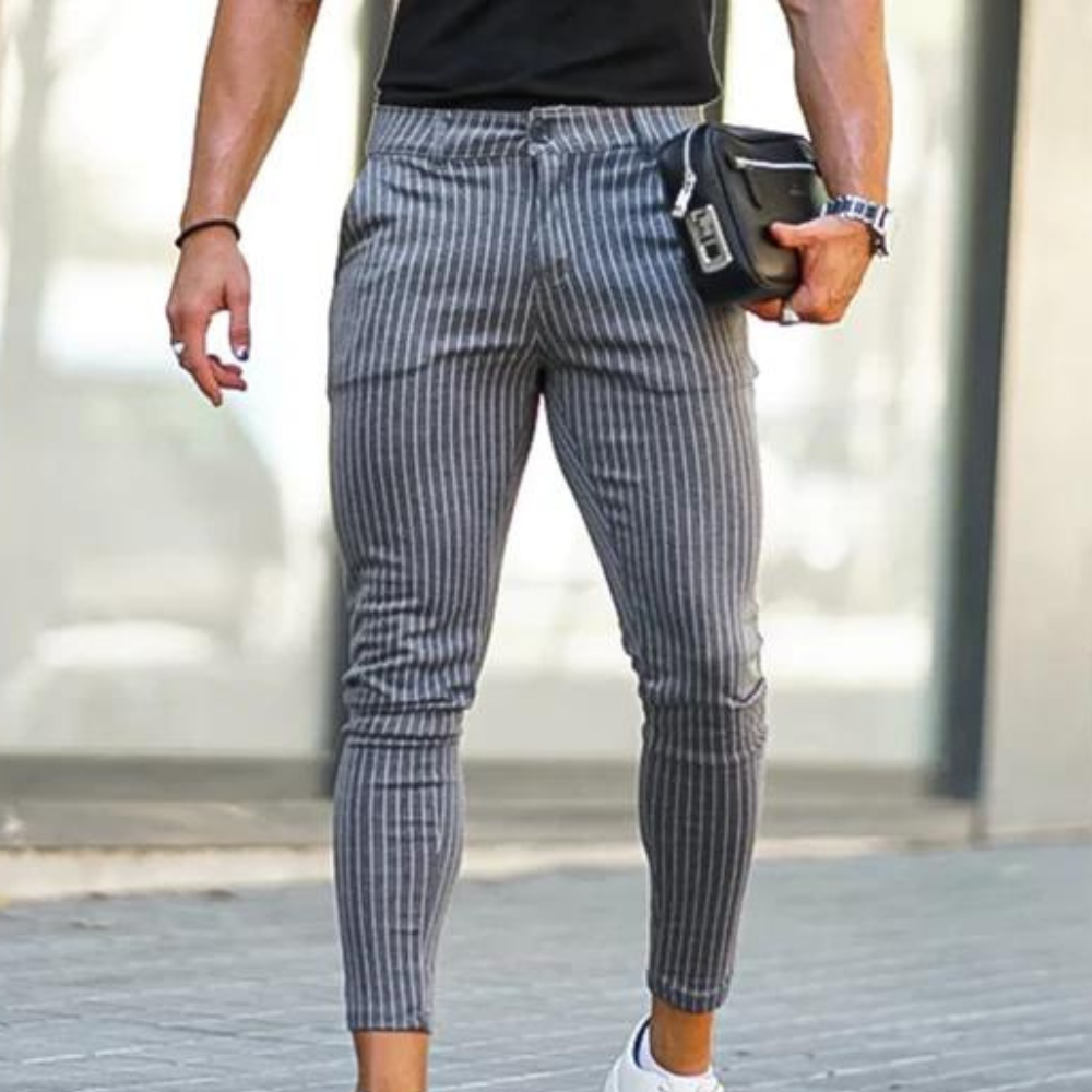 Zlatko - Striped and Stretchable Chino Trousers for Men - Summer Style
