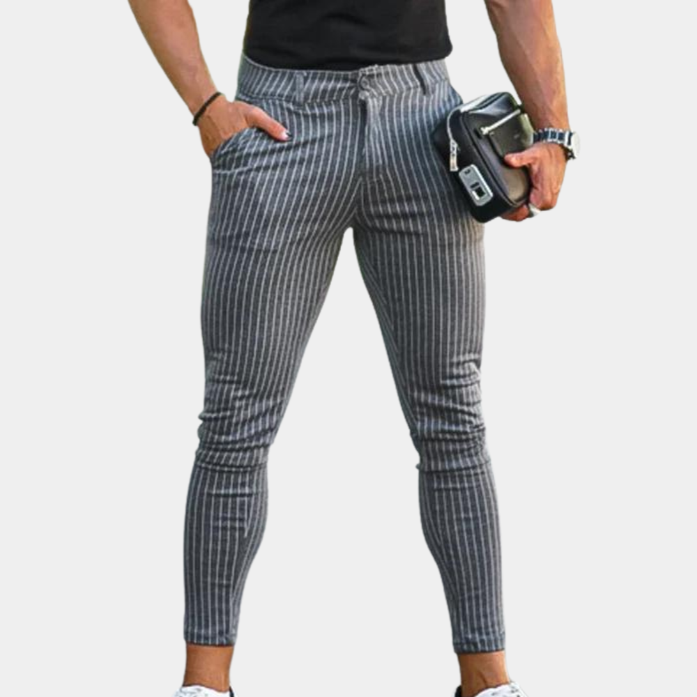 Zlatko - Striped and Stretchable Chino Trousers for Men - Summer Style