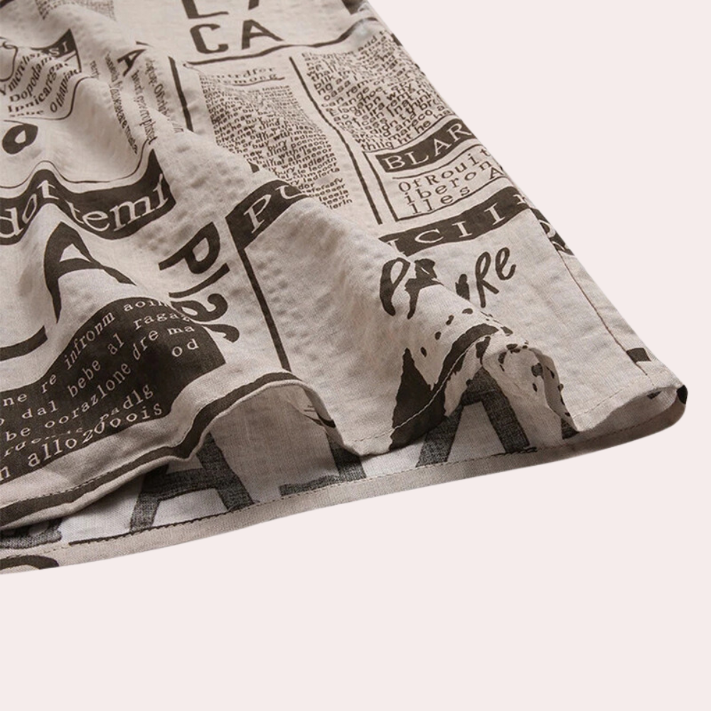 Bartosz - Modern men's shirt with newspaper print for summer