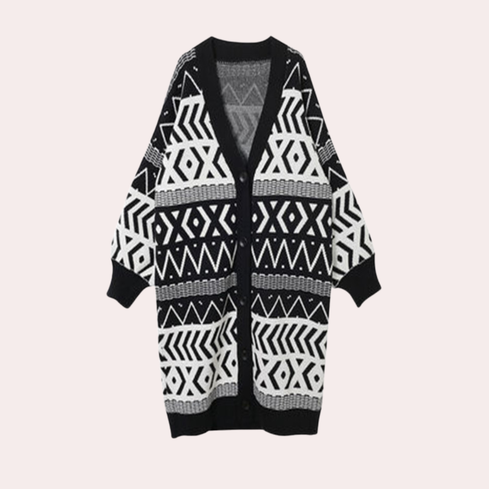 Wilhelmine - Geometric Long Coat - Timeless Elegance for Women - Spring/Summer Style