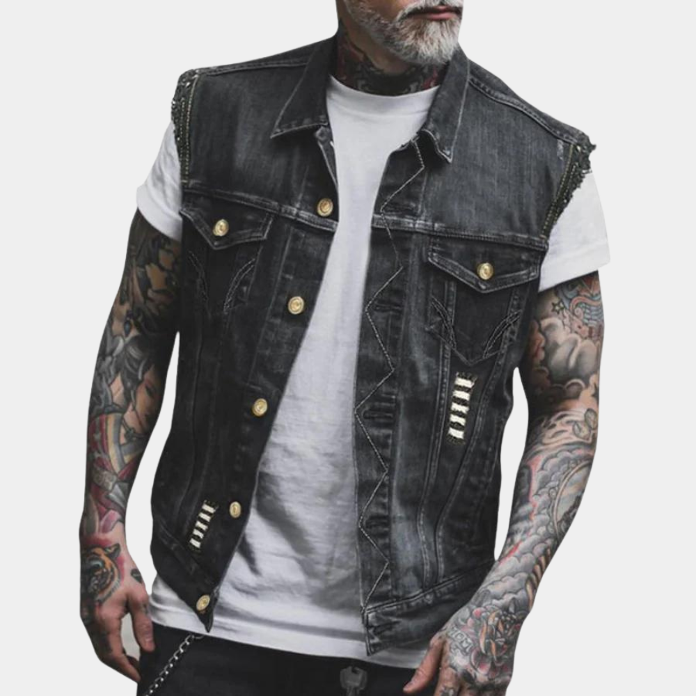 Yevgeny - Retro denim summer gilet for men