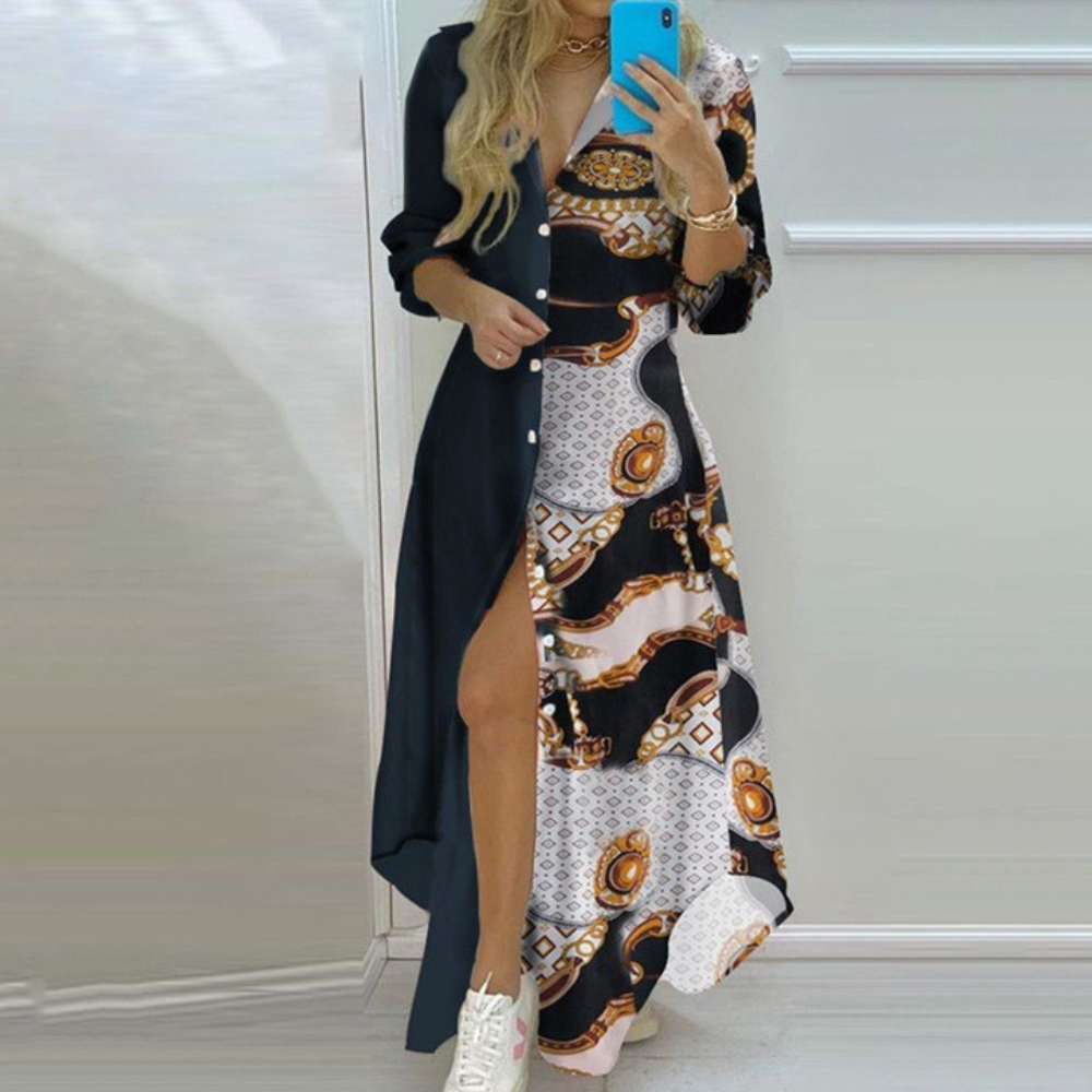 Antonia - Luxe Summer Dress with Artistic Newspaper Print
