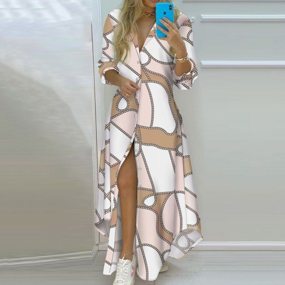 Antonia - Luxe Summer Dress with Artistic Newspaper Print