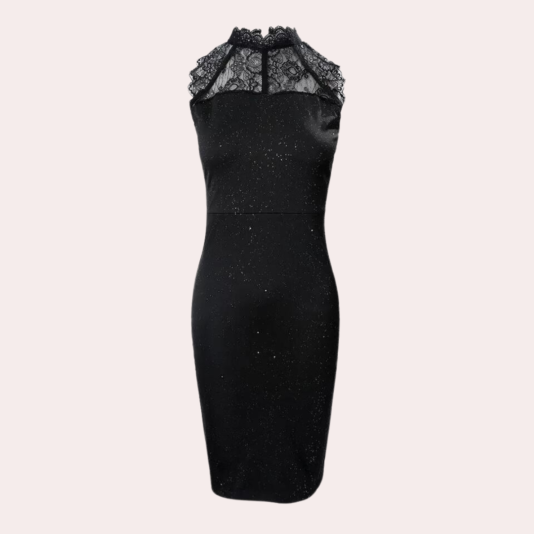 Blanka – Ladies Summer Glitter Dress with Refined Lace and Radiant Shine