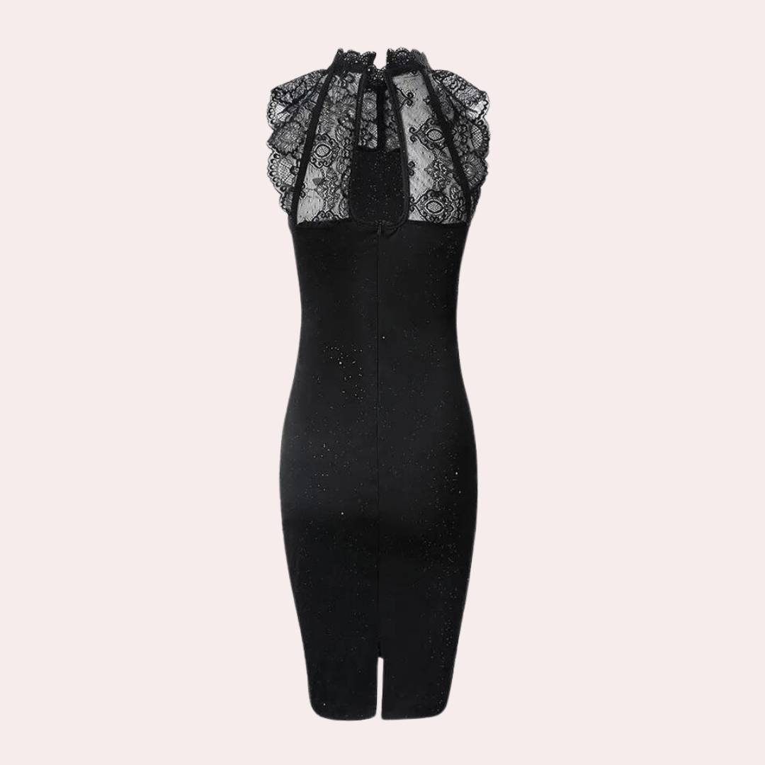 Blanka – Ladies Summer Glitter Dress with Refined Lace and Radiant Shine