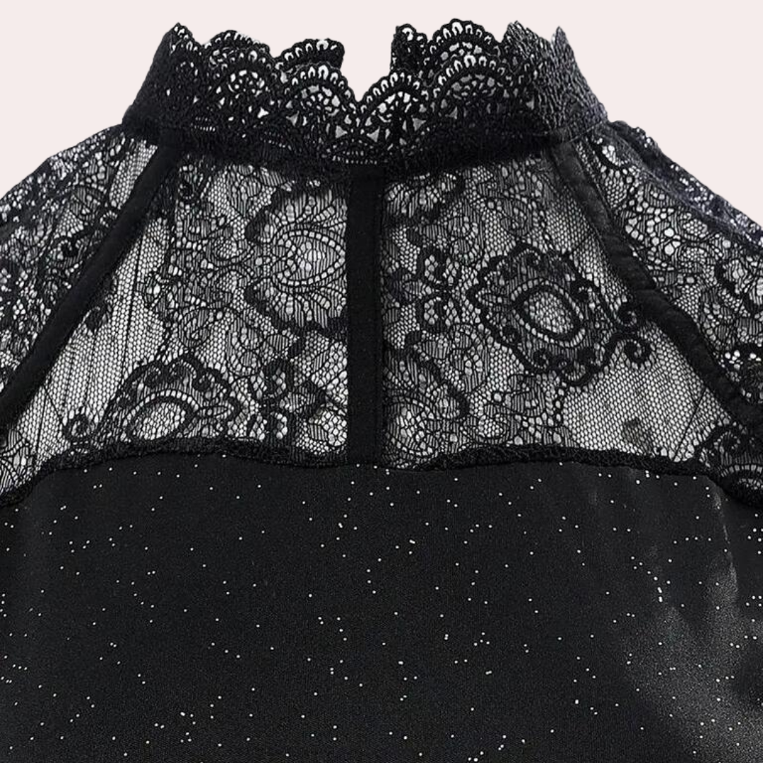 Blanka – Ladies Summer Glitter Dress with Refined Lace and Radiant Shine