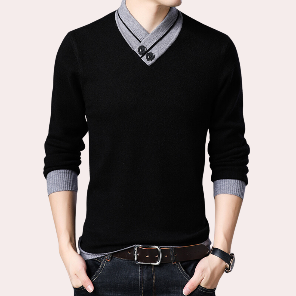 Csongor - Men's Sweater with Shawl Collar for Spring and Summer