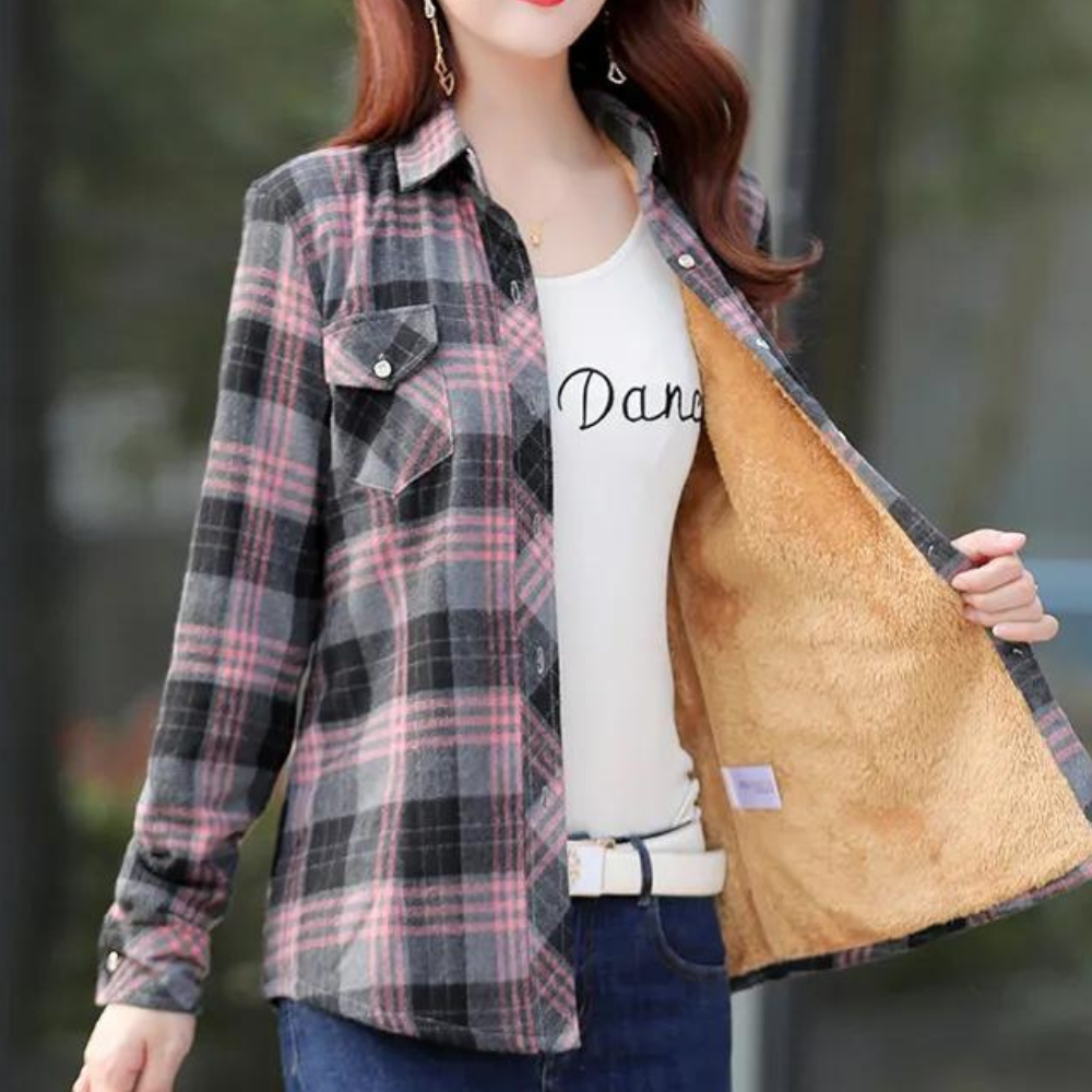 Veda - Lightweight Checked Fluffy Summer Shirt for Women