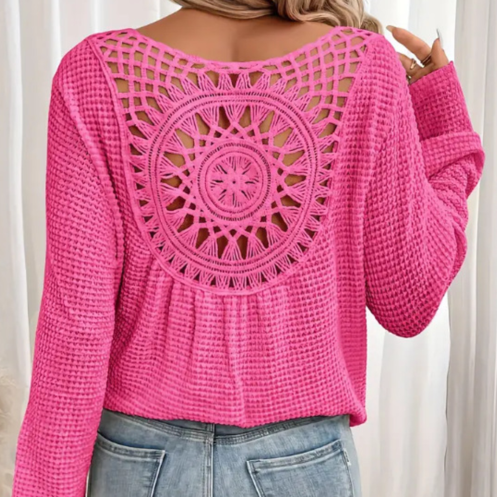 Violetta - Elegant summer knitted top with V-neck for women