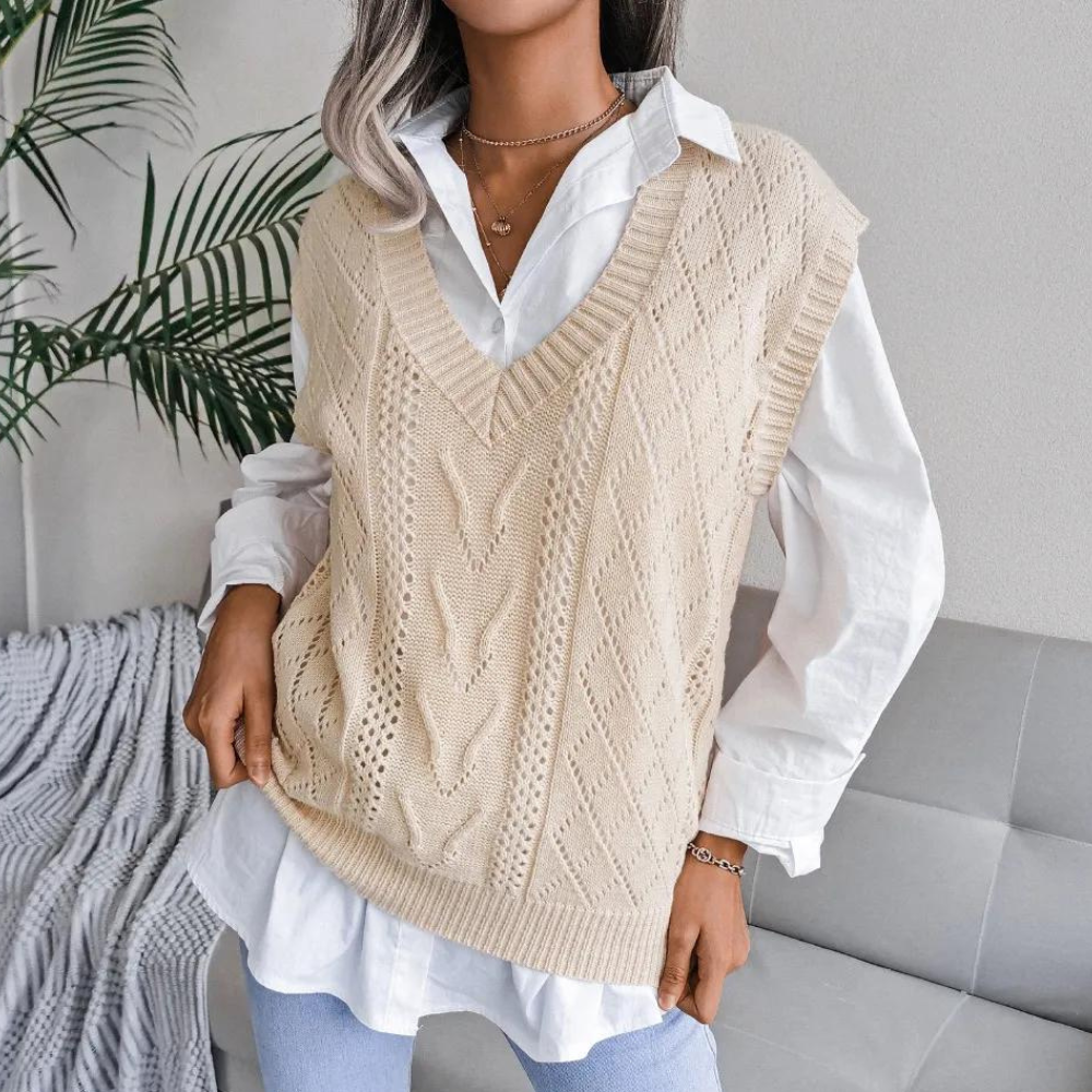 Arlette - Women's Cable Knit V-Neck Summer Cardigan