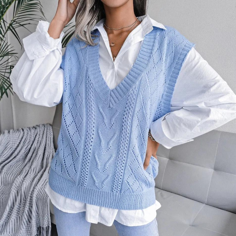 Arlette - Women's Cable Knit V-Neck Summer Cardigan