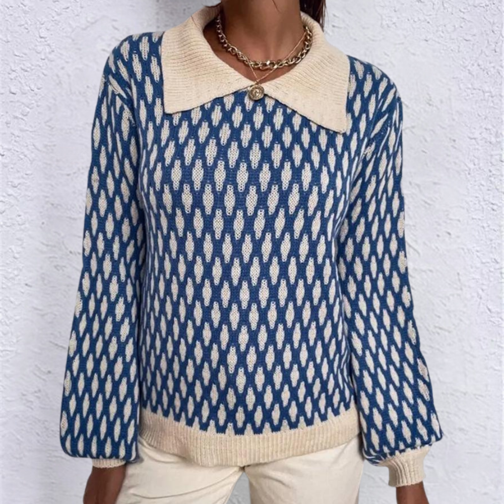 Bronwen - Trendy women's jumper with collar detail for spring and summer