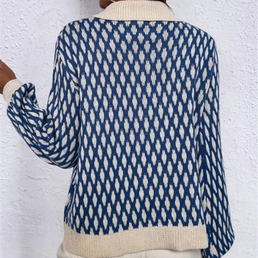 Bronwen - Trendy women's jumper with collar detail for spring and summer