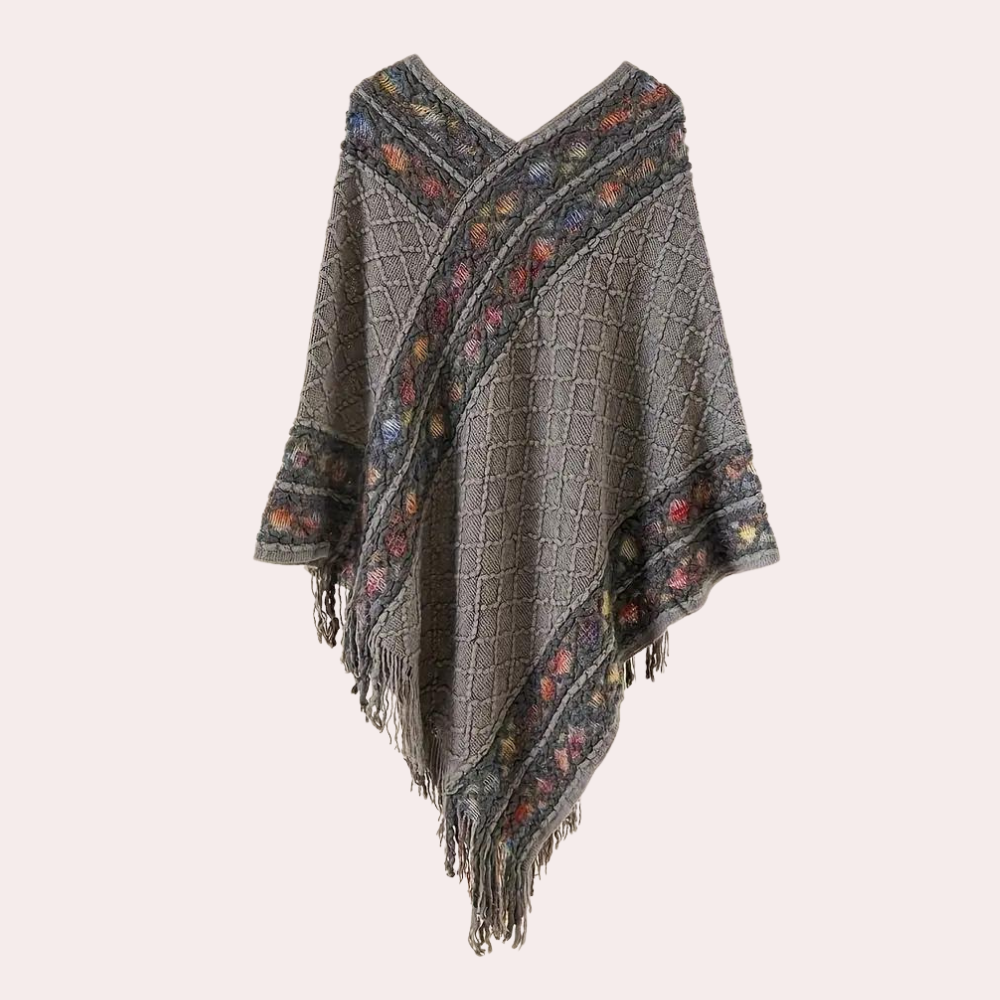 ZOI - Boho Poncho for ladies with trendy V-neck, perfect for summer