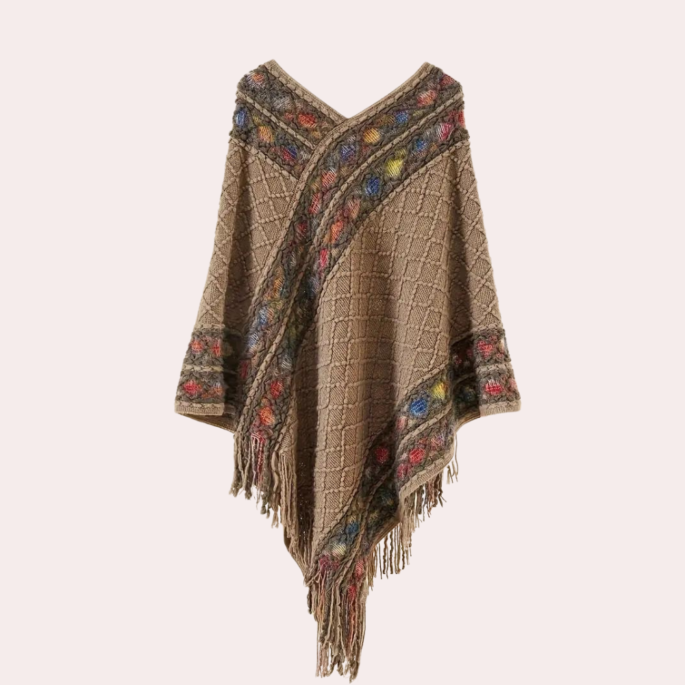 ZOI - Boho Poncho for ladies with trendy V-neck, perfect for summer