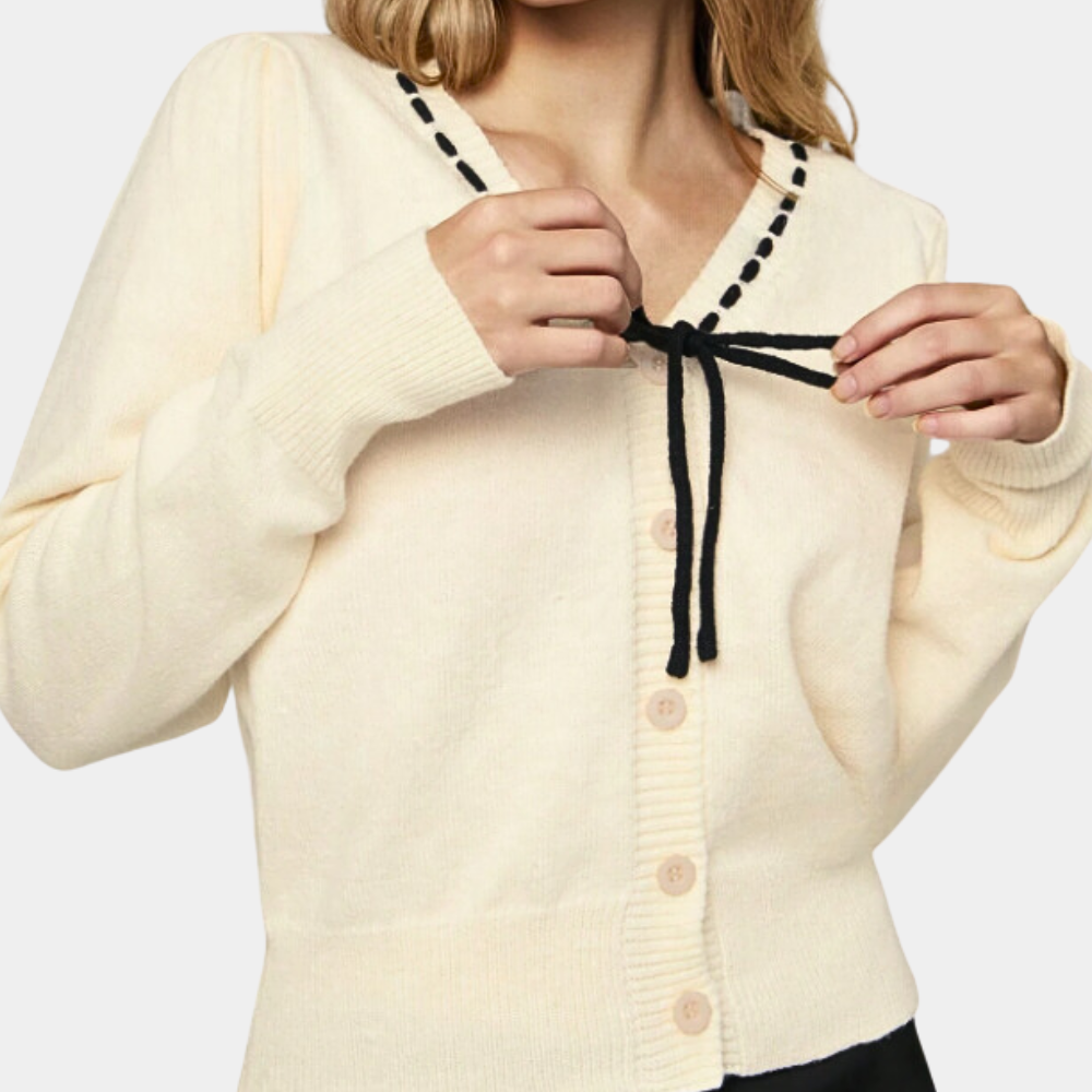 Anthoula - Elegant Ladies V-Neck Summer Sweater with Bow