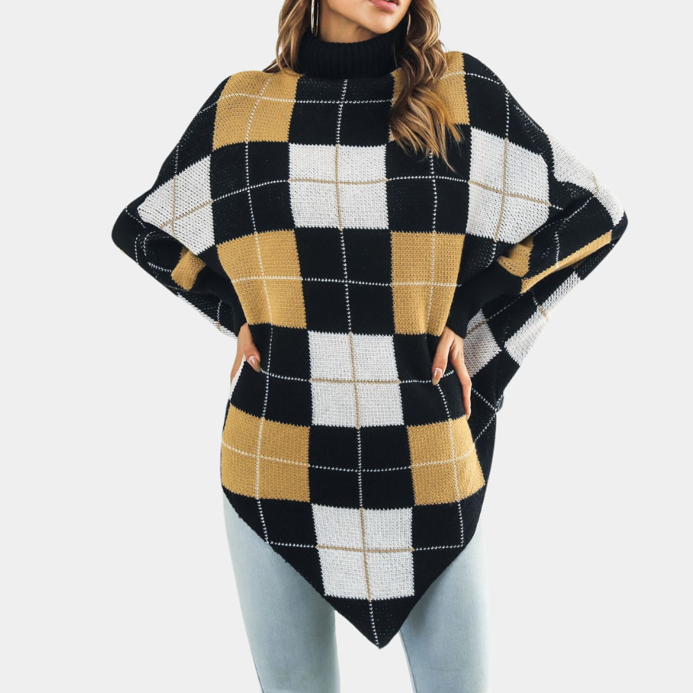 Aikaterini - Ladies' Summer Sweater with Stylish Check Pattern