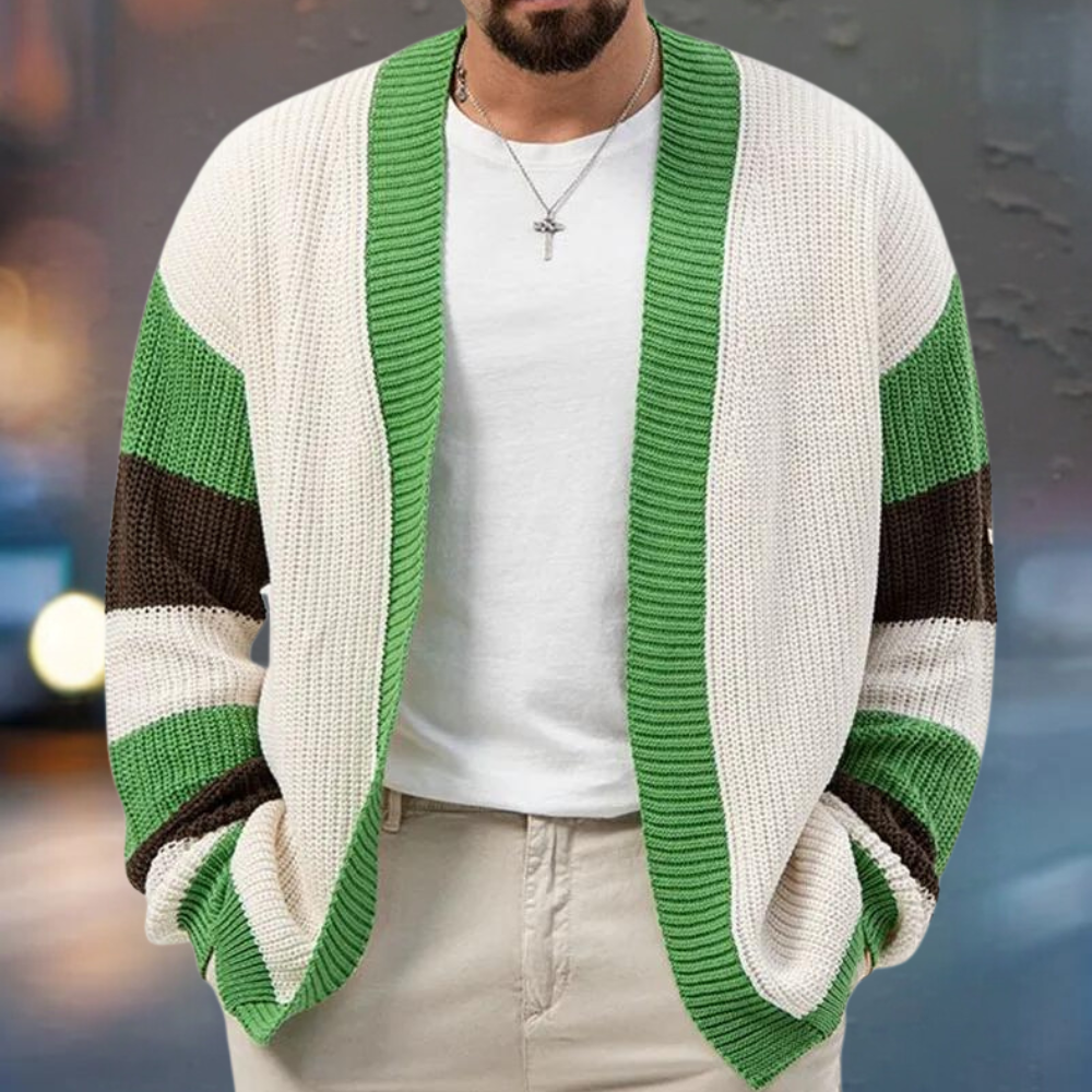 Damianos - Stylish Knitted Men's Waistcoat with Colour Blocks for Summer