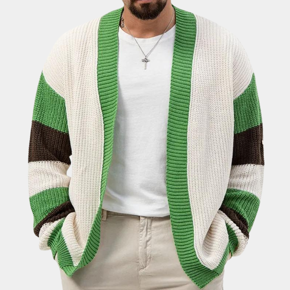 Damianos - Stylish Knitted Men's Waistcoat with Colour Blocks for Summer