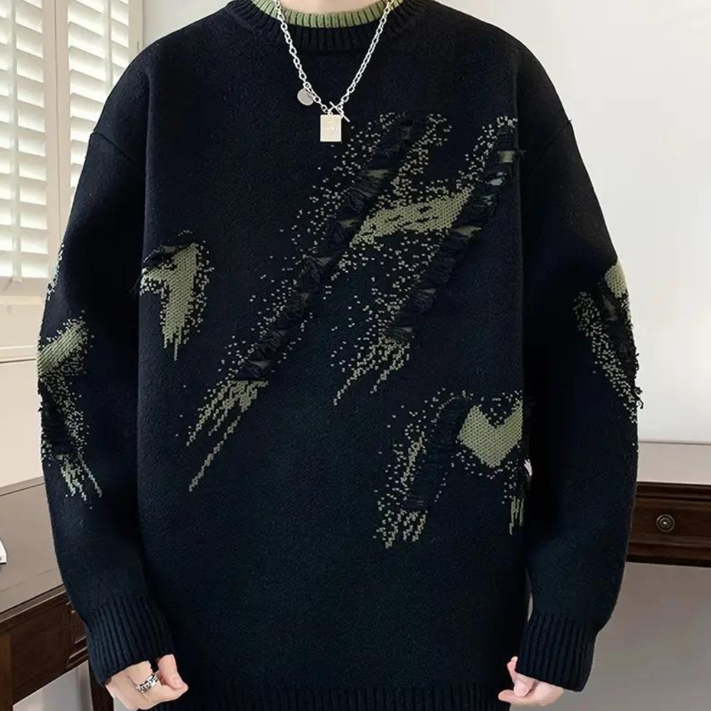 Troilus - Casual Distressed Knitted Sweater for Men
