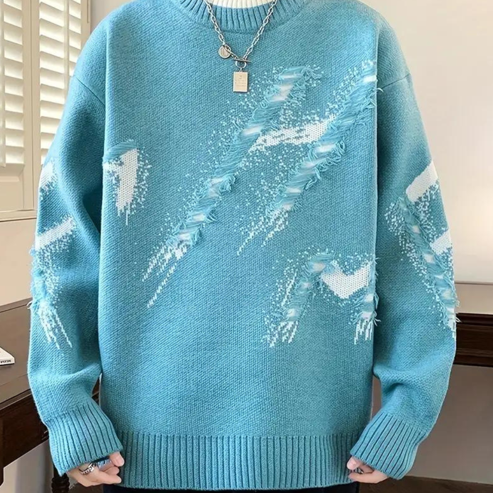 Troilus - Casual Distressed Knitted Sweater for Men