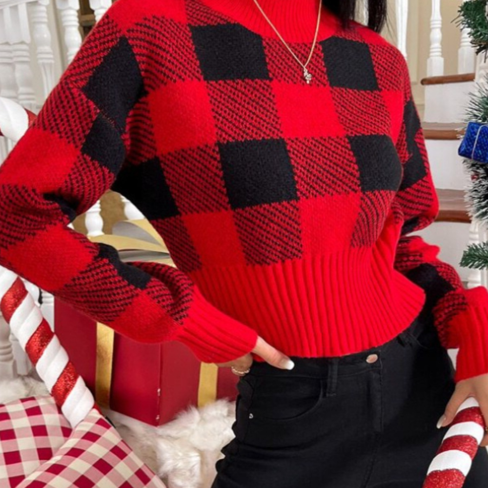 Sonya - Stylish Checked Ladies' Sweater