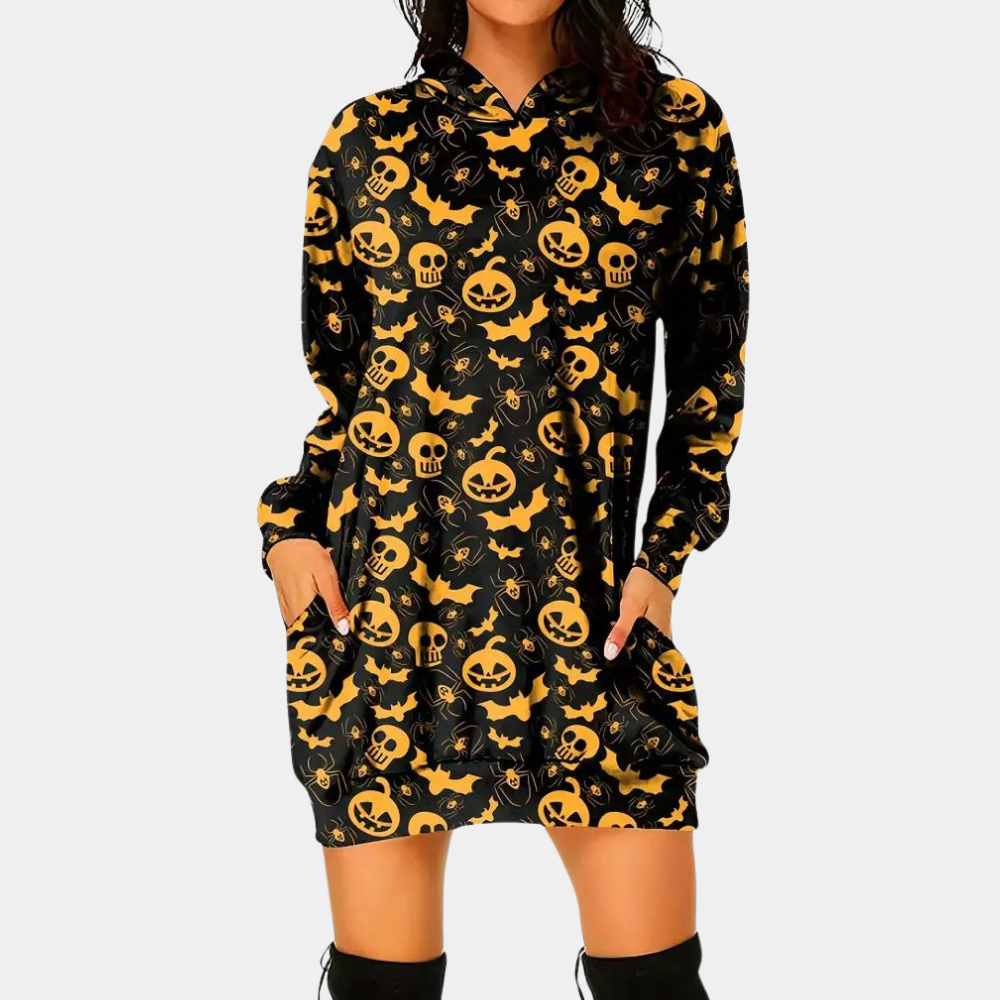 Csilla - Comfortable Summer Mini Dress with Hood