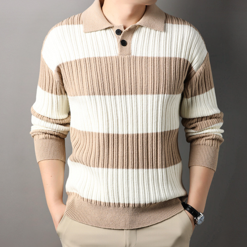Toncse - Comfortable Knitted Polo Sweater for Men - Spring/Summer Edition