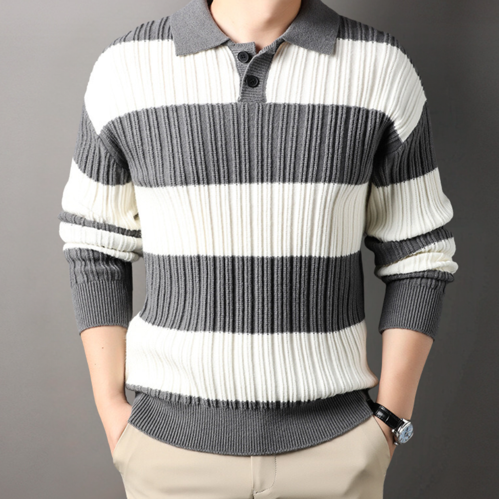 Toncse - Comfortable Knitted Polo Sweater for Men - Spring/Summer Edition