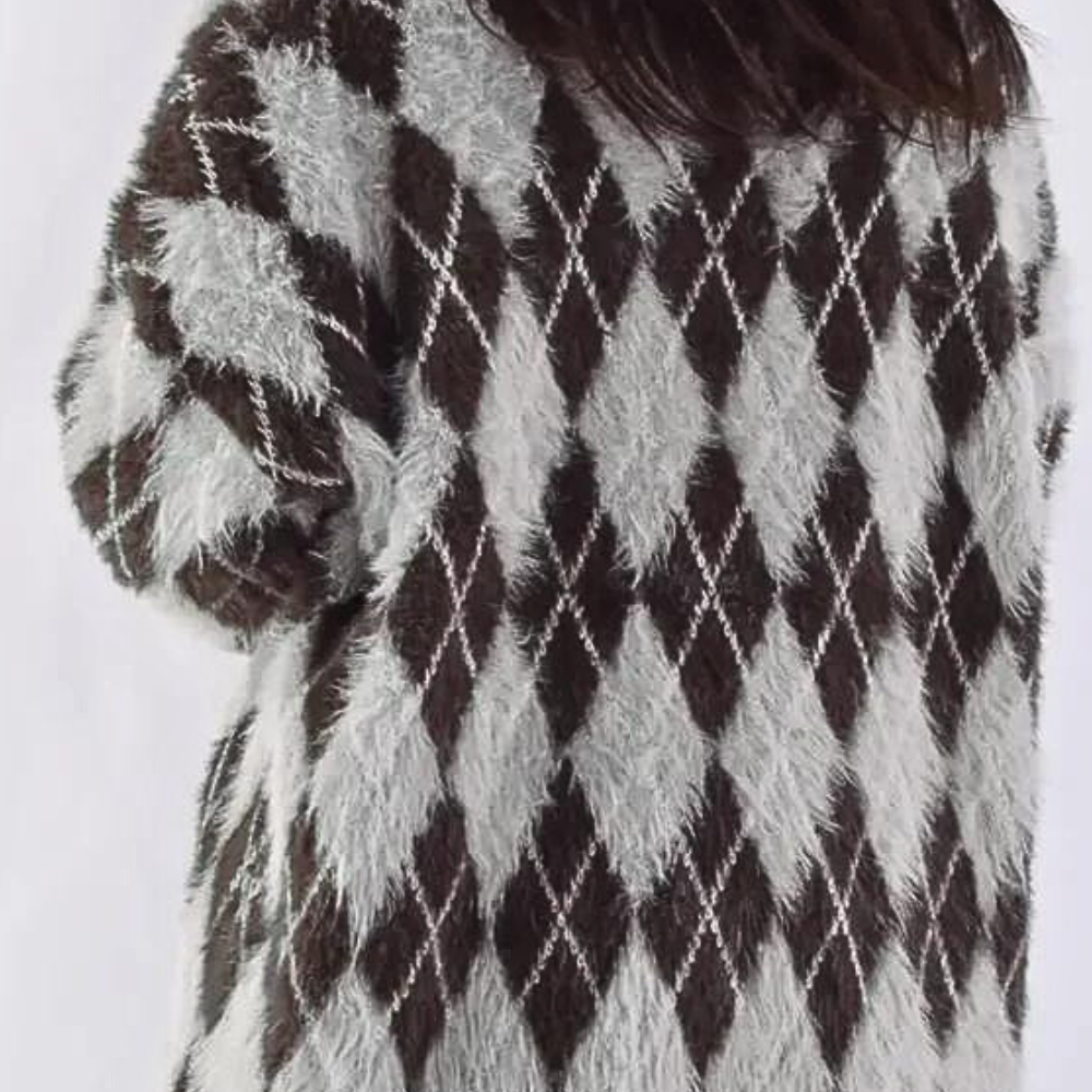CLARIMONE - Elegant Checked Ladies' Cardigan for Summer