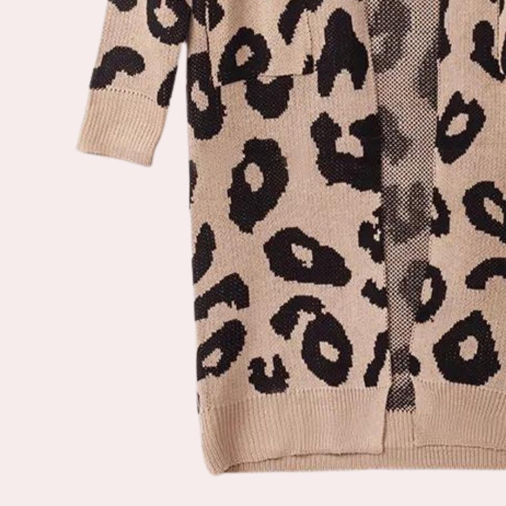 CLOTHILDE - Stylish Long Women's Cardigan with Leopard Print for Summer Evenings