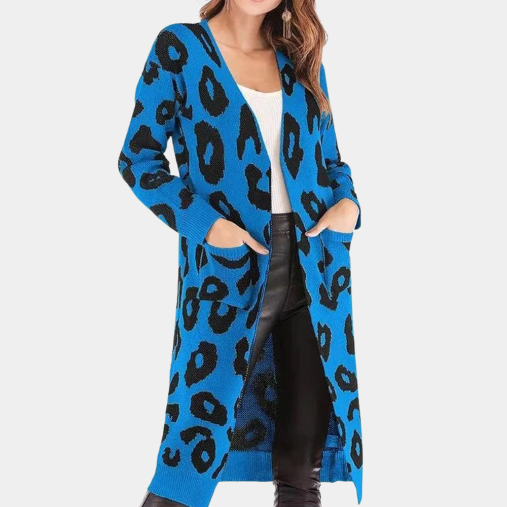 CLOTHILDE - Stylish Long Women's Cardigan with Leopard Print for Summer Evenings