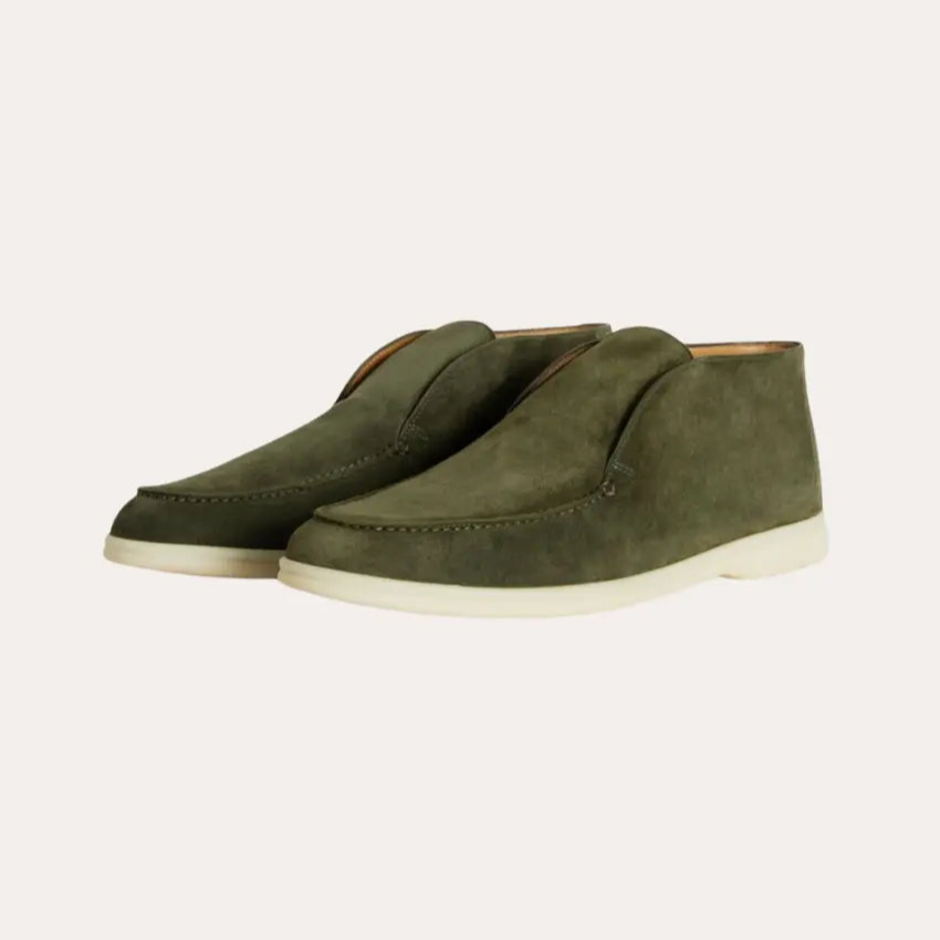 High Suede Loafers for Men - Dark Green