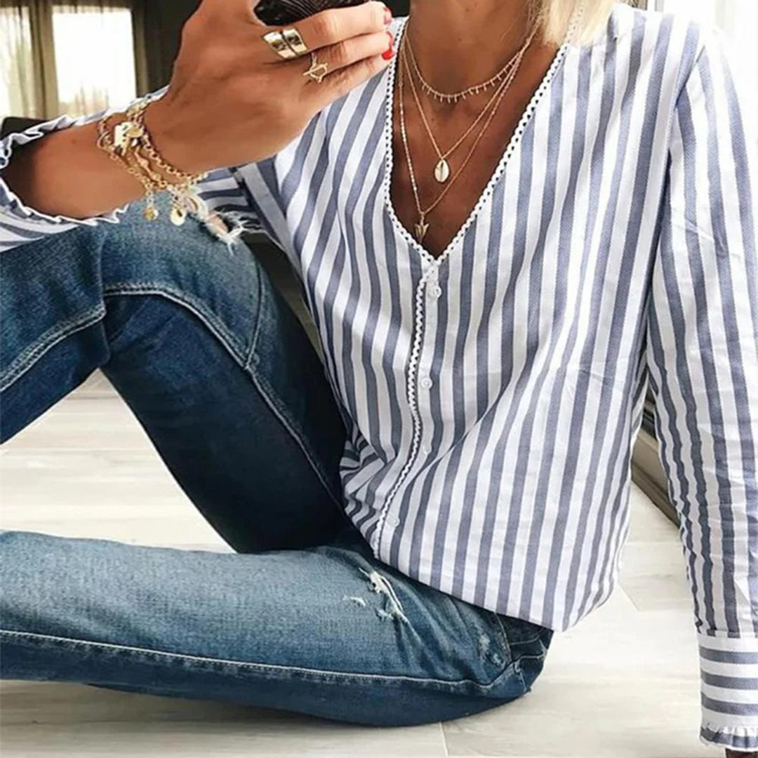 BRITT - Casual blouse with long sleeves for summer