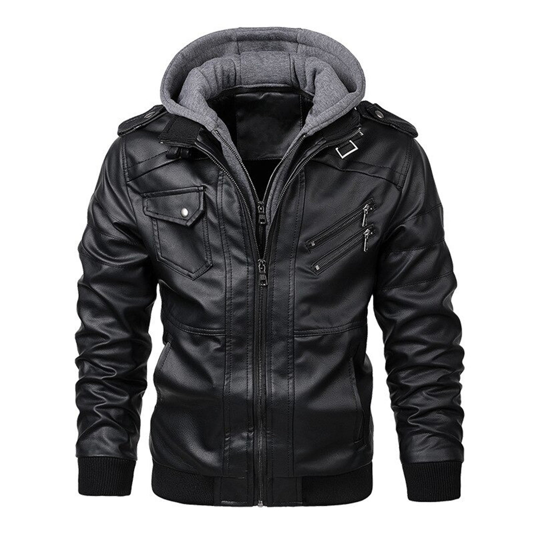 Jacob - Leather Summer Jacket with Hood for Men