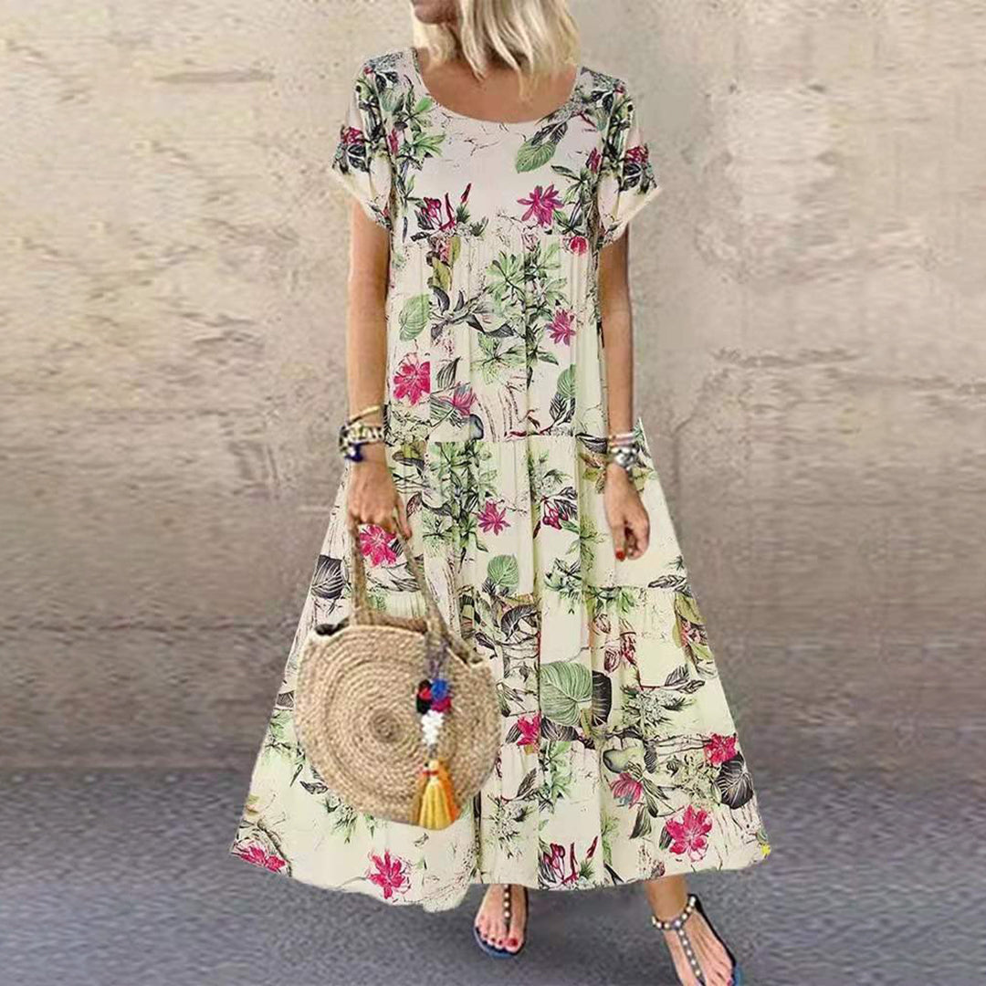 SASKIA - Vintage Floral Long Summer Dress
