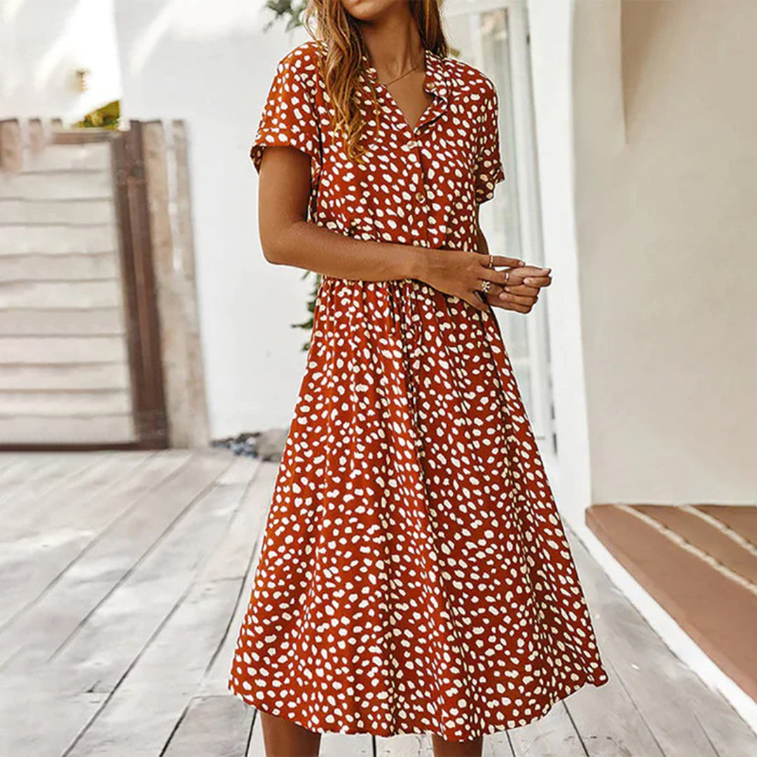 ORANE - Summer Printed V-Neck Dress