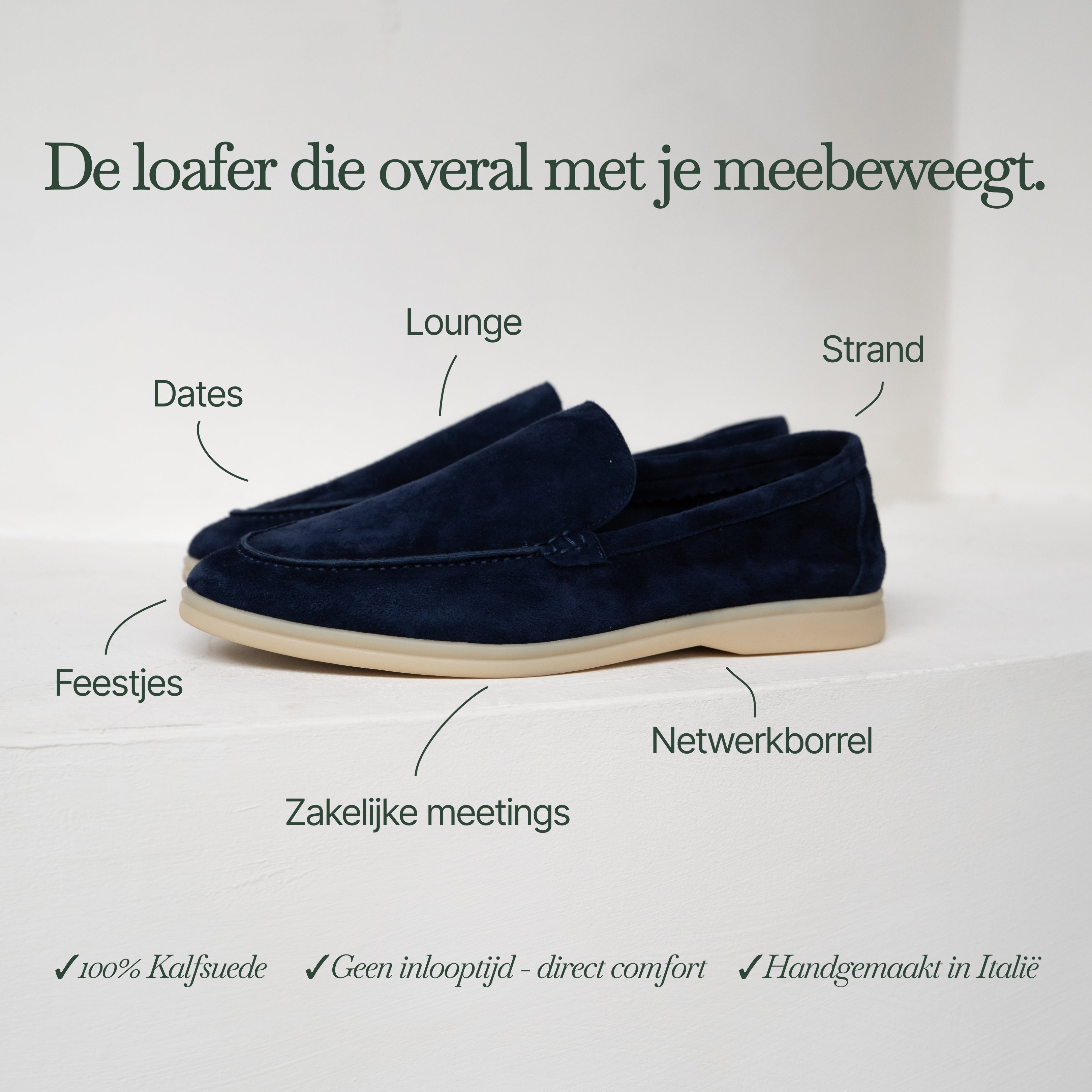 Refined Suede Loafers – Navy Blue