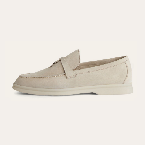 Beige Suede Loafers for Women