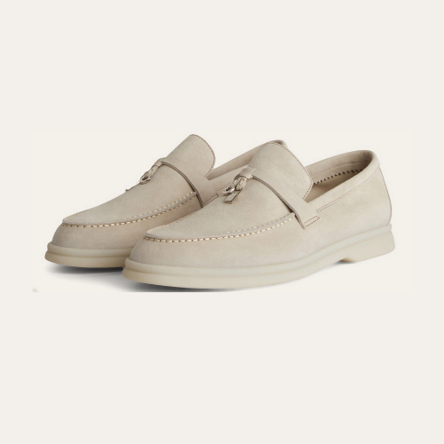 Beige Suede Loafers for Women