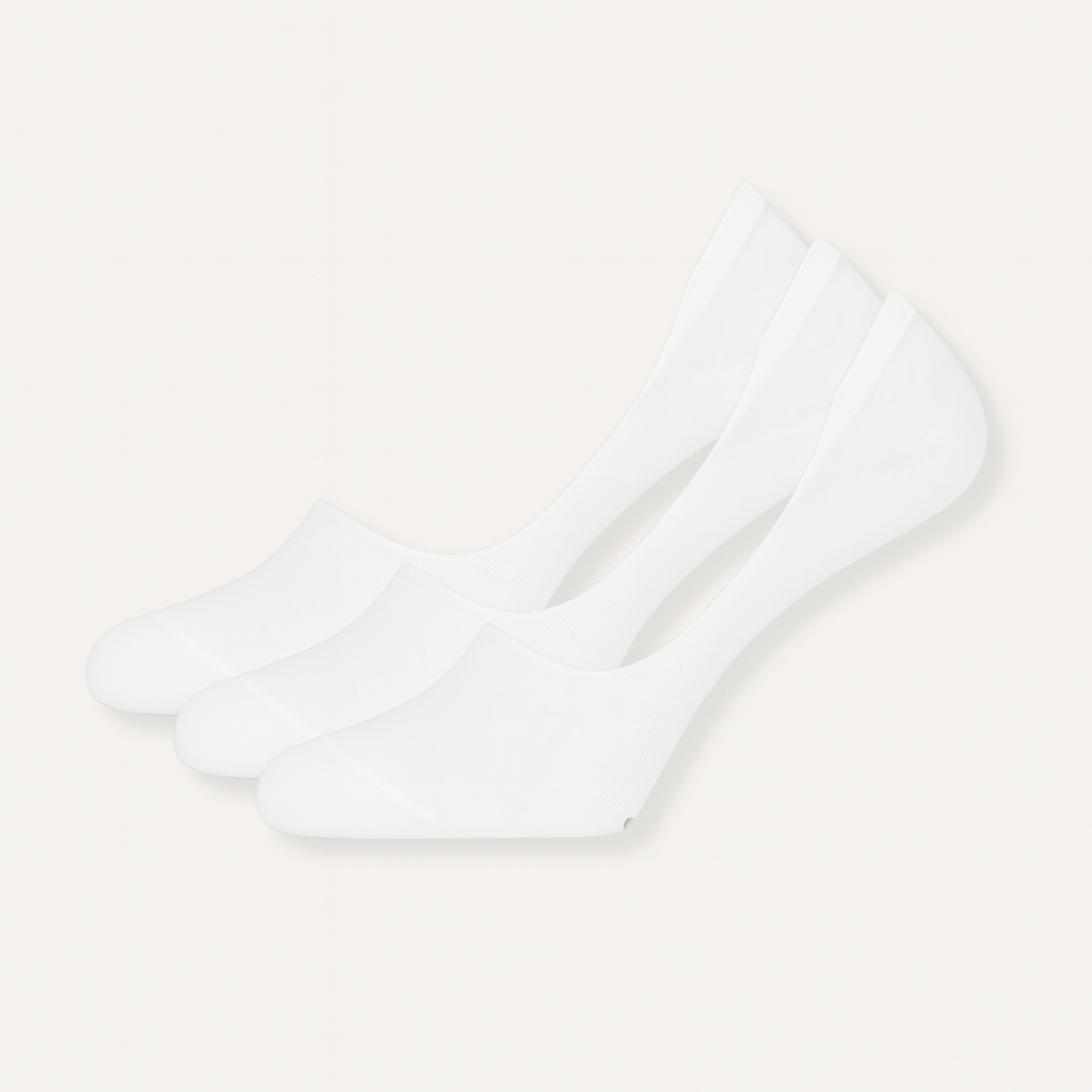 3-Pair Invisible Loafer Socks - White