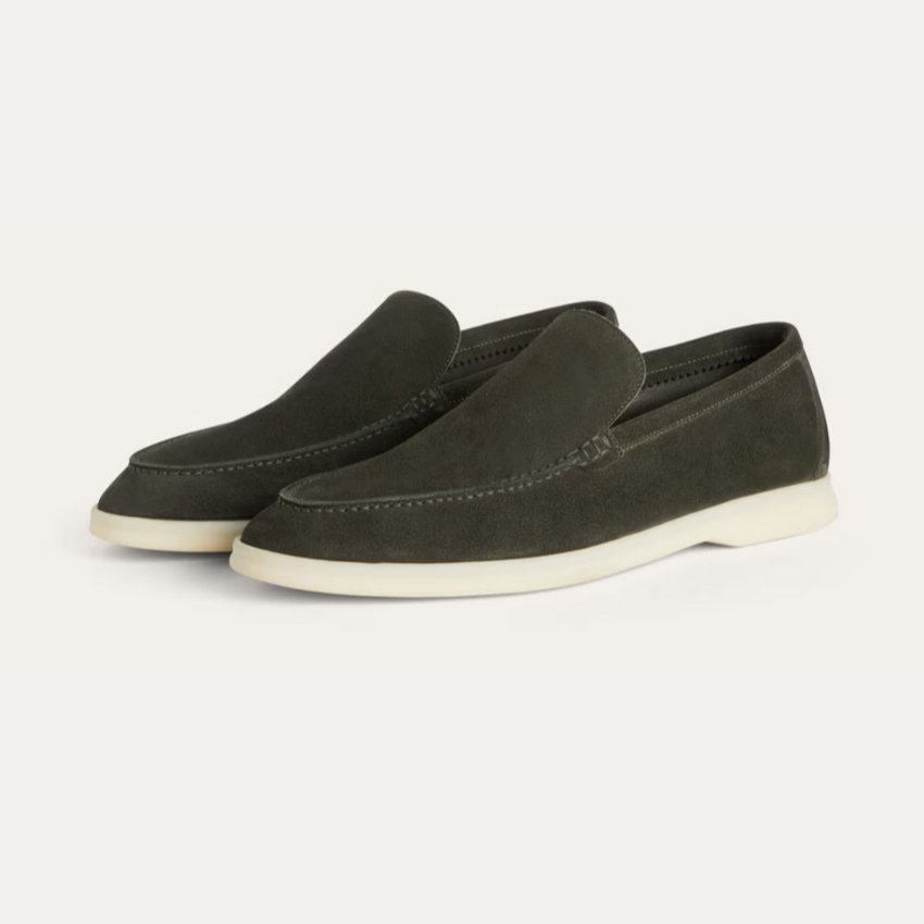 Refined Suede Loafers – Dark Green