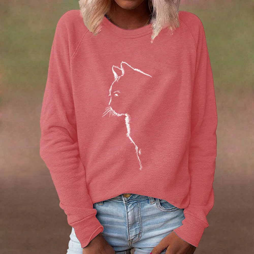 ADRIA - Elegant Cat Print Summer Top for Ladies