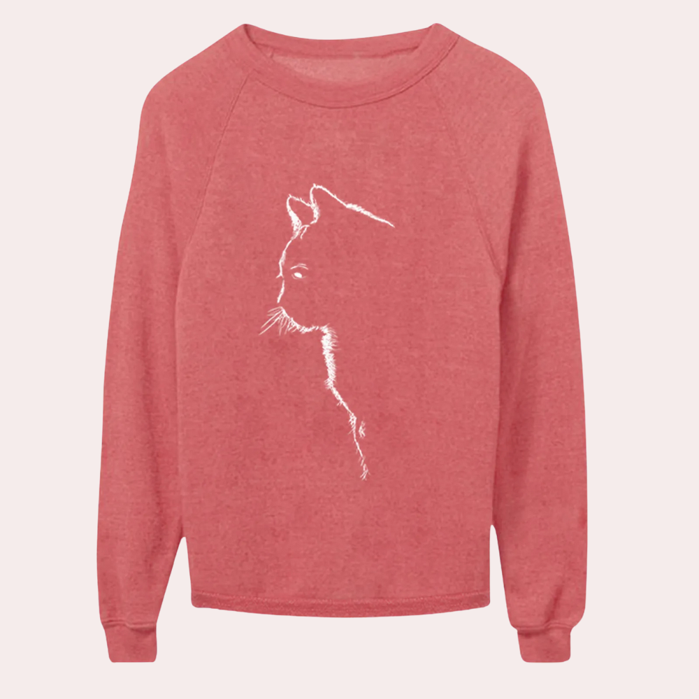 ADRIA - Elegant Cat Print Summer Top for Ladies